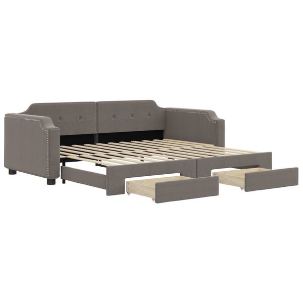 vidaXL Sofa rozsuwana z szufladami, taupe, 100x200 cm, tkanina