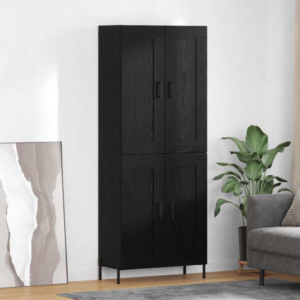 vidaXL Highboard 2 pcs Czarny Dąb Materiał drewnopochodny