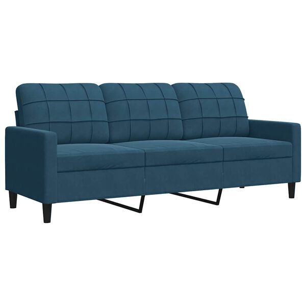 vidaXL Sofa 3-osobowa, niebieski, 180 cm, tapicerowana aksamitem