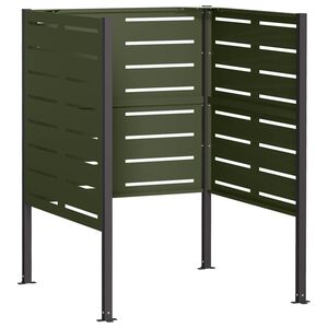 vidaXL Ekran na kosz na śmieci 85 x 85 x 113 cm Stal Oliwkowy zielony