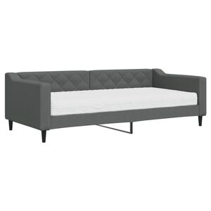 vidaXL Sofa z materacem do spania, ciemnoszara, 90x200 cm, tkanina