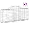 vidaXL Kosze gabionowe, 7 szt, 200x30x80/100 cm, galwanizowane żelazo
