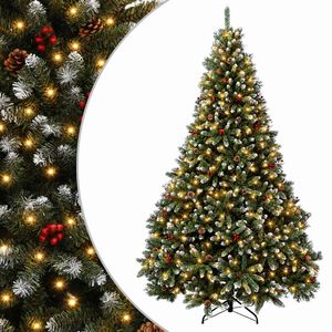 vidaXL Sztuczna choinka z zawiasami 240 cm 600 LED Ciepła biel stal
