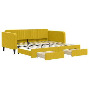 vidaXL Sofa rozsuwana z szufladami, ż&oacute;łta, 100x200 cm, aksamit
