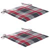 vidaXL Krzesła ogrodowe, 2 szt., z poduszkami w czerwoną kratę, tekowe