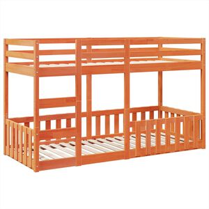 vidaXL Ł&oacute;żko piętrowe, woskowy brąz, 80x200 cm, lite drewno sosnowe