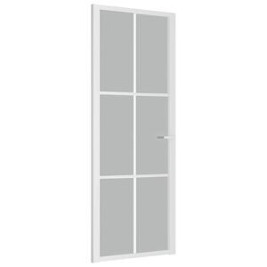 vidaXL Drzwi wewnętrzne, 76x201,5 cm, białe, matowe szkło i aluminium