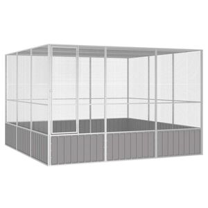 vidaXL Woliera, szara, 302,5x324,5x211,5 cm, galwanizowana stal