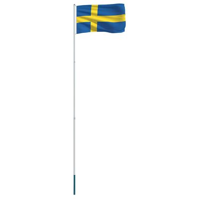 vidaXL Flaga Szwecji z aluminiowym masztem, 4 m