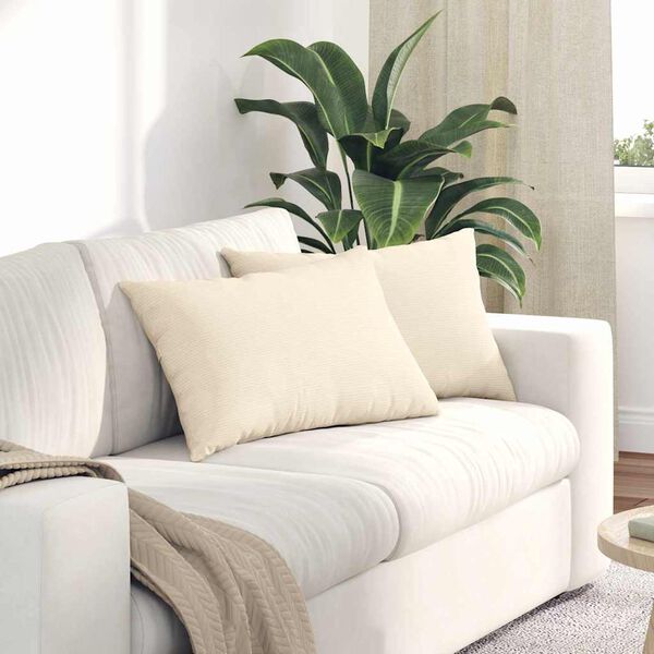 vidaXL Poduszki na sofę 2 pcs Kremowy 60 x 40 cm Tkanina sztruksowa
