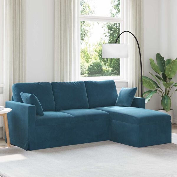 vidaXL Sofa Niebieski 198 x 134 x 80 cm Aksamit