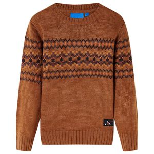 vidaXL Sweter dziecięcy z dzianiny, koniakowy, 92