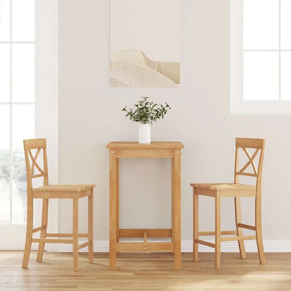 vidaXL Hokery barowe 2 szt. Naturalne drewno lite guma