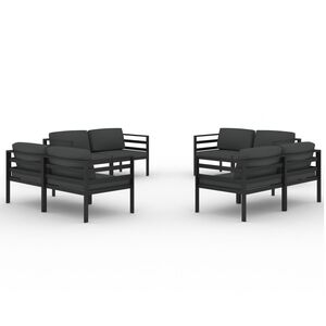 vidaXL 8-cz. zestaw mebli ogrodowych, poduszki, aluminium, antracyt