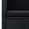 vidaXL 2-osobowa sofa ogrodowa z poduszkami, czarna, polirattan