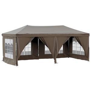 vidaXL Składany namiot imprezowy ze ściankami, kolor taupe, 3x6 m