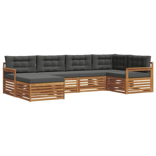 vidaXL Zestaw sof na zewnątrz z poduszką 6 pcs Naturalny i Antracytowy