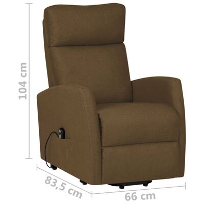 vidaXL Podnoszony fotel rozkładany, ciemnobrązowy, obity tkaniną