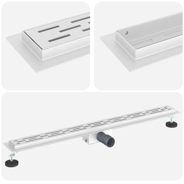 vidaXL Odwodnienie prysznicowe z designem linii Srebrny 90 cm
