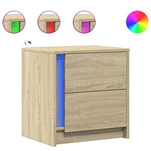 vidaXL Szafki nocne z LED, 2 szt., dąb sonoma, materiał drewnopochodny