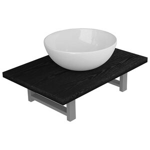 vidaXL Dwuczęściowy zestaw mebli do łazienki, ceramiczny, czarny