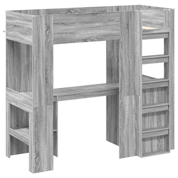 vidaXL Rama ł&oacute;żka piętrowego z biurkiem Szary Sonoma 75 x 190 cm