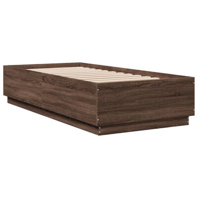 vidaXL Rama łóżka z LED, brązowy dąb, 100x200 cm