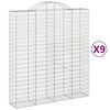 vidaXL Kosze gabionowe, 9 szt, 200x50x220/240 cm, galwanizowane żelazo