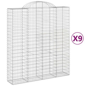 vidaXL Kosze gabionowe, 9 szt, 200x50x220/240 cm, galwanizowane żelazo