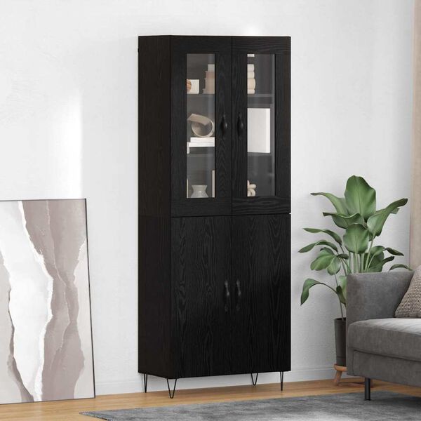 vidaXL Highboard Białe i czarne dębowe 69,5 x 34 x 180 cm