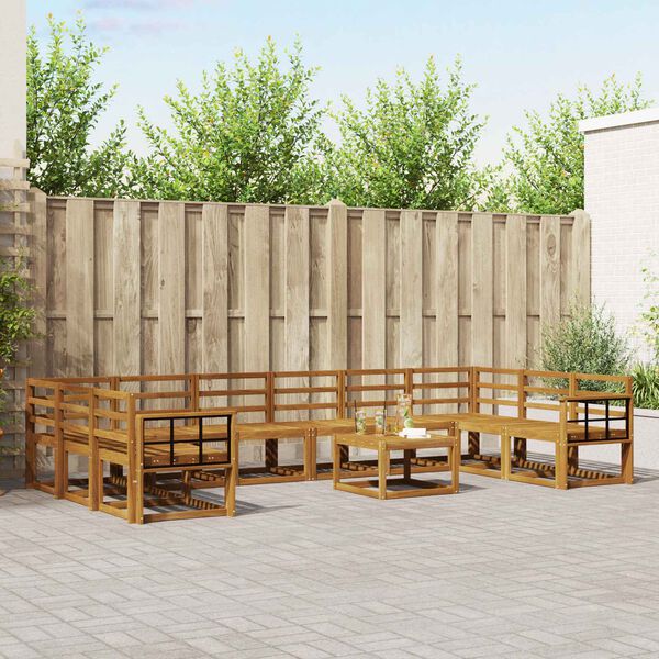 vidaXL Zestaw sof na zewnątrz 11 pcs Naturalny Lite Drewno Akacji
