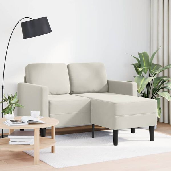 vidaXL Sofa 2-osobowa z leżanką w kształcie litery L Kremowa 125 cm