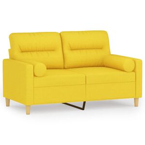 vidaXL 2-osobowa sofa z poduszkami, jasnoż&oacute;łta, 120 cm, tkanina
