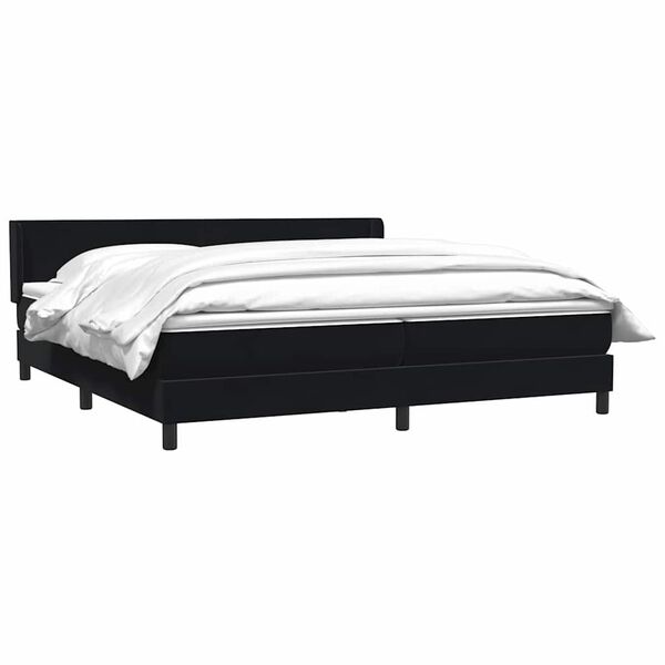 vidaXL Ł&oacute;żko typu Box Spring z materacem Czarny 200x220 cm Aksamit