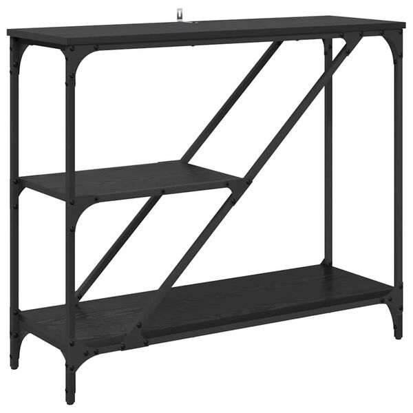 vidaXL Konsola Czarny Dąb 88,5 x 30 x 75 cm Materiał drewnopochodny