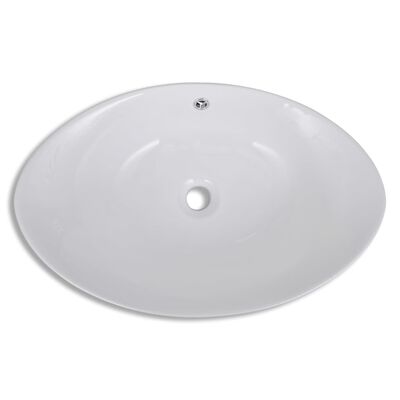 vidaXL Luksusowa owalna umywalka z otworem przelewowym, 59 x 38,5 cm
