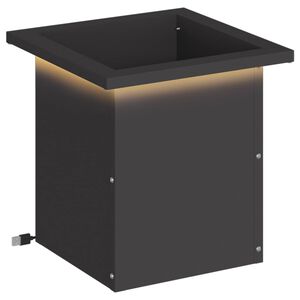 vidaXL Donica ogrodowa z oświetleniem LED Czarny 30 x 30 x 30 cm Stal
