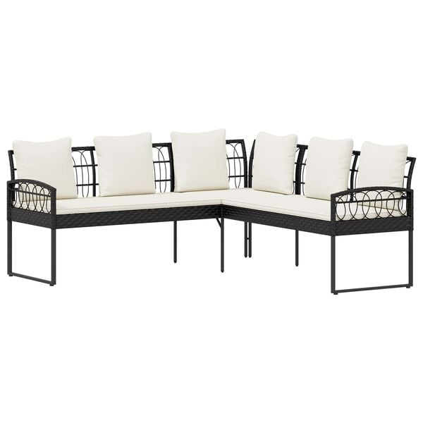 vidaXL Zestaw sof ogrodowych z poduszką 2 pcs Czarny Stal