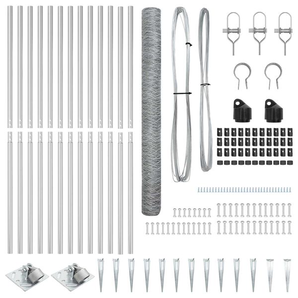vidaXL Słupek ogrodzeniowy. Srebrny 25 x 1,6 m (siatka 50 mm) Stal