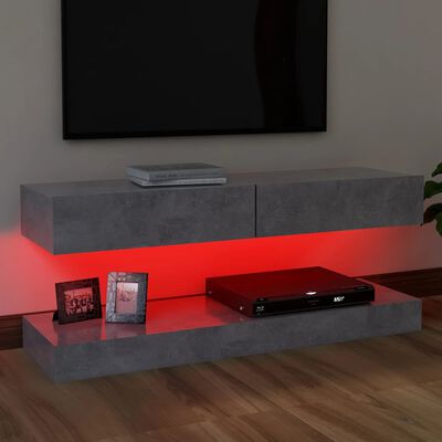 vidaXL Szafka pod TV z oświetleniem LED, szarość betonu, 120x35 cm