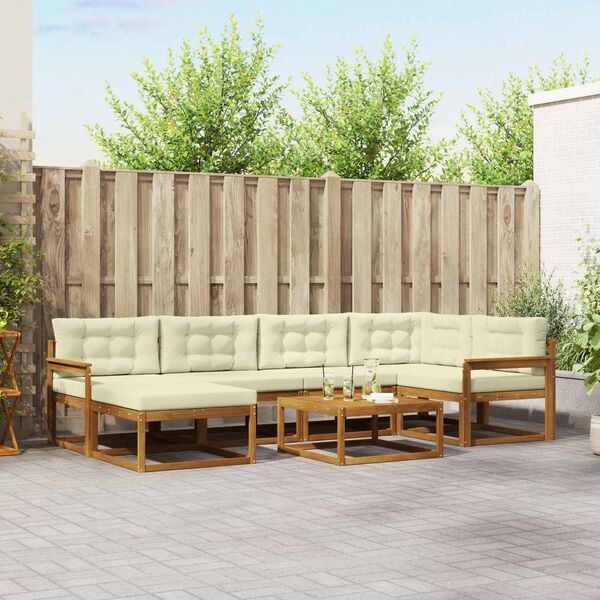 vidaXL Zestaw sof na zewnątrz z poduszką 7 pcs Naturalny i Kremowy