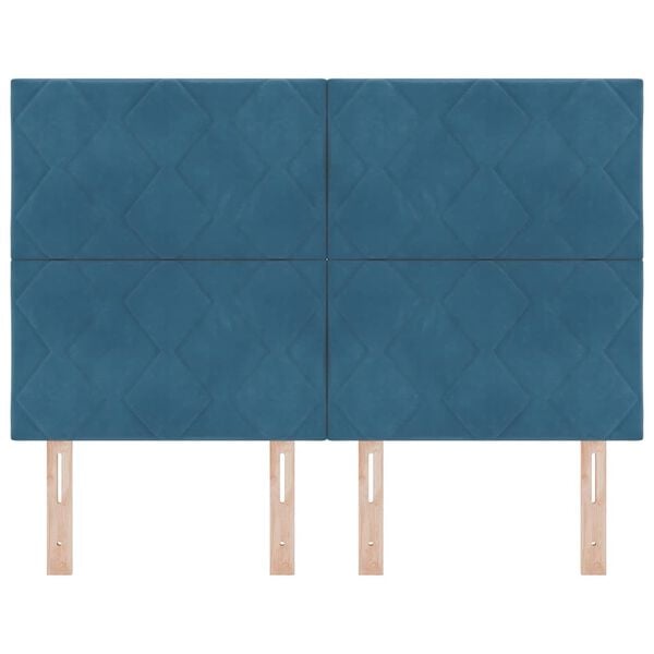 vidaXL Zagł&oacute;wek Z zagł&oacute;wkiem granatowy 160 cm Aksamit