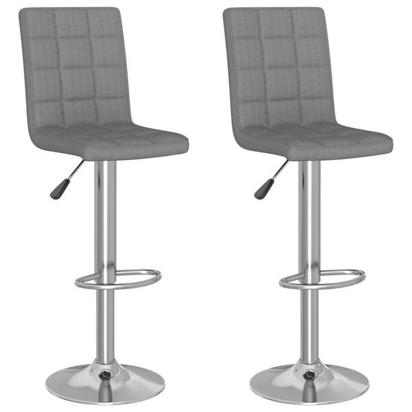 vidaXL Stołki barowe, 2 szt., jasnoszare, tapicerowane tkaniną