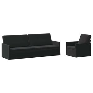 vidaXL Zestaw Sof 2 pcs Czarny Welur