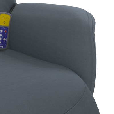 vidaXL Rozkładany fotel masujący z podnóżkiem, ciemnoszary, aksamit