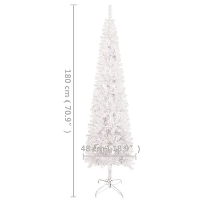 vidaXL Smukła, sztuczna choinka z lampkami, biała, 180 cm