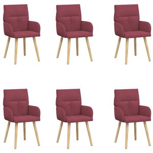 vidaXL Krzesła jadalne 6 szt. tkanina Czerwone wino 60 x 56 x 96 cm