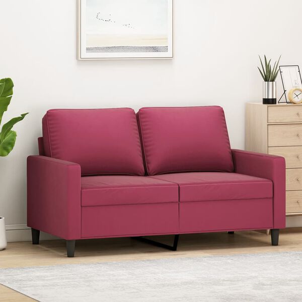 vidaXL Sofa 2-osobowa, winna czerwień, 120 cm, tapicerowana aksamitem