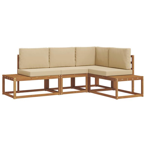 vidaXL Zestaw sof na zewnątrz z poduszką 4 Sztuka Naturalny i Beżowy