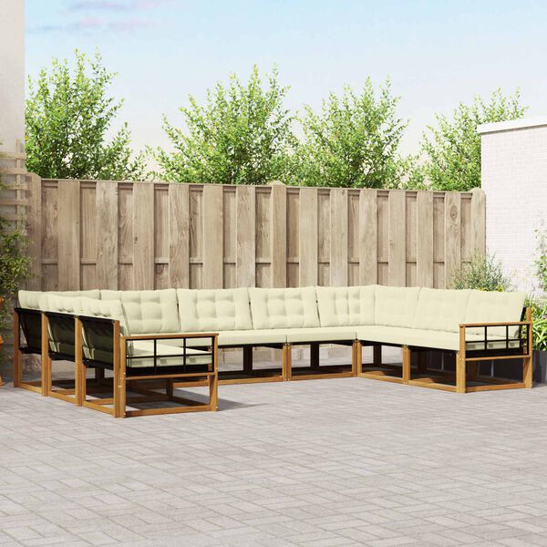 vidaXL Zestaw sof na zewnątrz z poduszką 9 pcs Naturalny i Kremowy